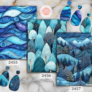 Transferpapier voor polymeerklei, Blue Zentangle, wateroplosbaar transferpapier, Clay Transfers, Clay Transfer-vellen, transferpapier voor klei