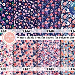 Floral Water Soluble Transfer Paper for Polymer Clay (4x5.5 inch)