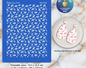 Leaves Silkscreen for Polymer Clay Earrings: Jewelry Making Stencil SS#554