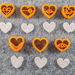 Heart shape Cutter, Embossed heart Polymer clay cutter, Earring cutter#605