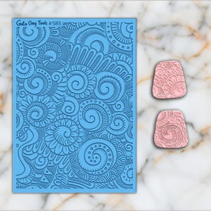 Detailed Doodle Texture mat for polymer clay, Polymer Clay Rubber Texture mat, Texture Tile mats, Rubber Texture Sheet #585