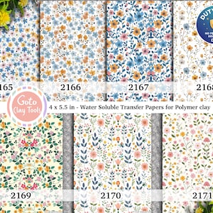 Floral Water Soluble Transfer Paper for Polymer Clay: 4x5.5" Colorful County Design