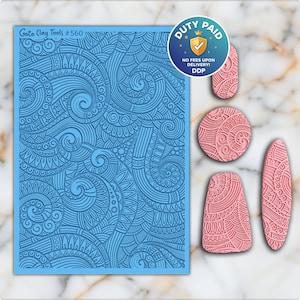 Tapete de textura de goma Doodle Waves para joyería de arcilla polimérica (#560)
