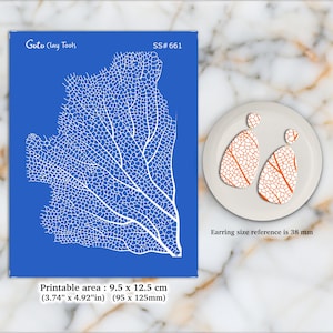 Serigrafía de coral para hacer aretes de arcilla polimérica, plantillas de arcilla, serigrafía de aretes de arcilla, suministros de arcilla polimérica SS#661