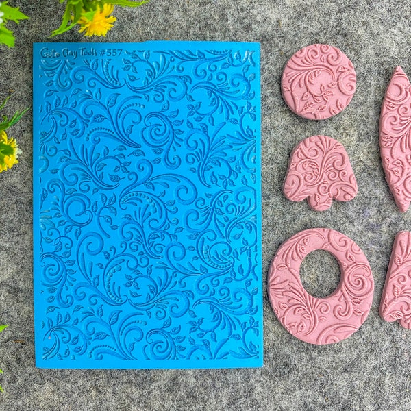 Tapis de texture ornementale pour argile polymère, tapis de texture en caoutchouc d'argile polymère, tapis de carreaux de texture, Fimo, Sculpey, Cernit #557