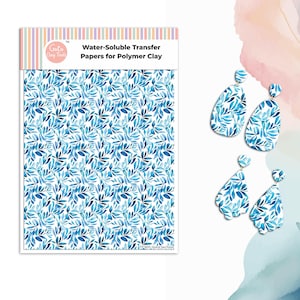 Blue Leaves Transfer Paper for Polymer Clay (4x5.5 inches) #805