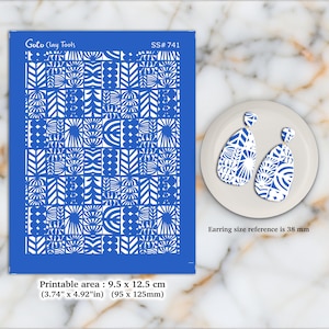 Silkscreen for Polymer Clay Earring making, Clay Stencils, Clay Earring Silkscreen, Polymer Clay Supplies SS#741