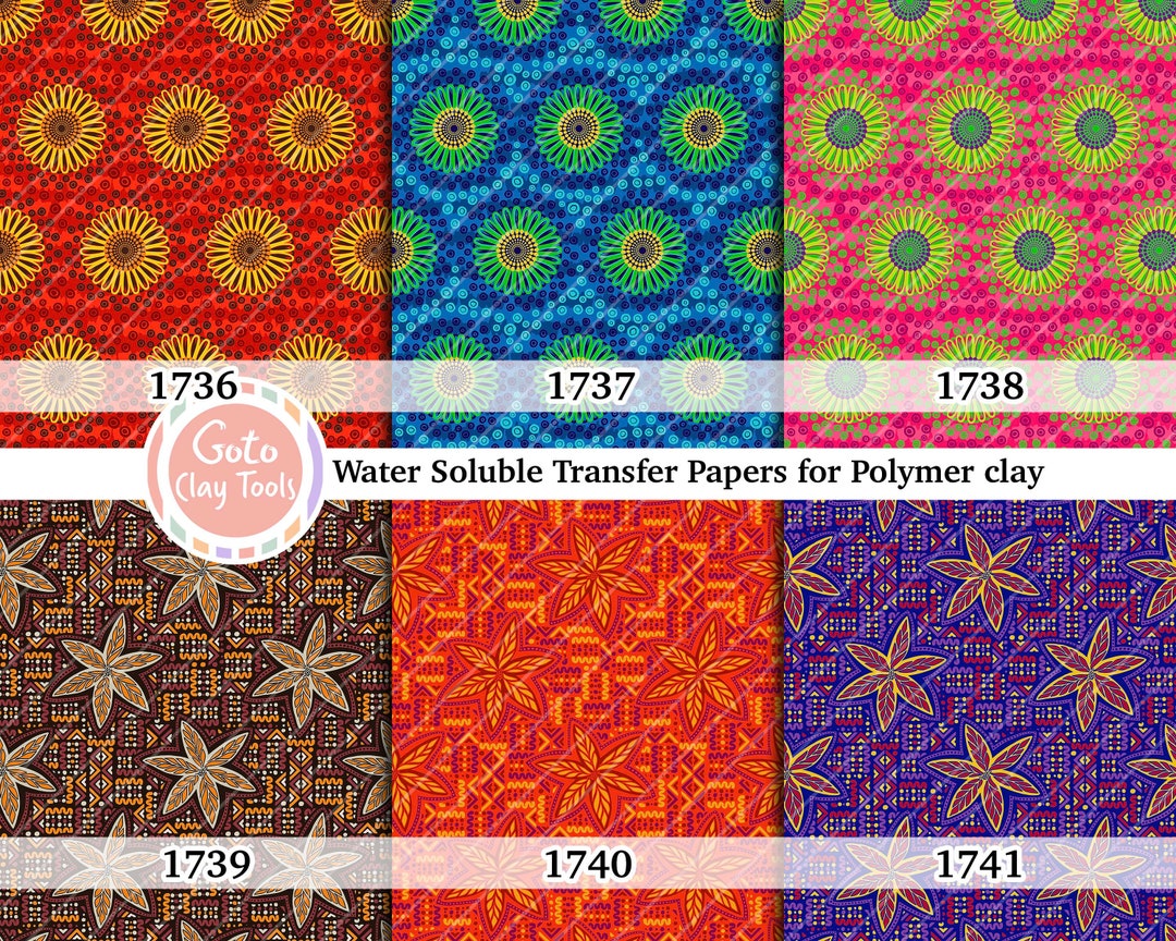Water Soluble Transfer Paper for Polymer Clay, African Ankara Pattern, Polymer Clay Image