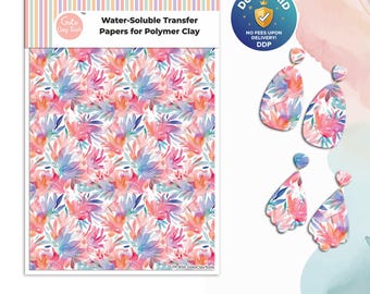 Watercolor Flower Transfer Paper for Polymer Clay #850