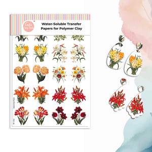 Floral Bouquet Transfer Paper for Polymer Clay (4x5.5 inches) #703