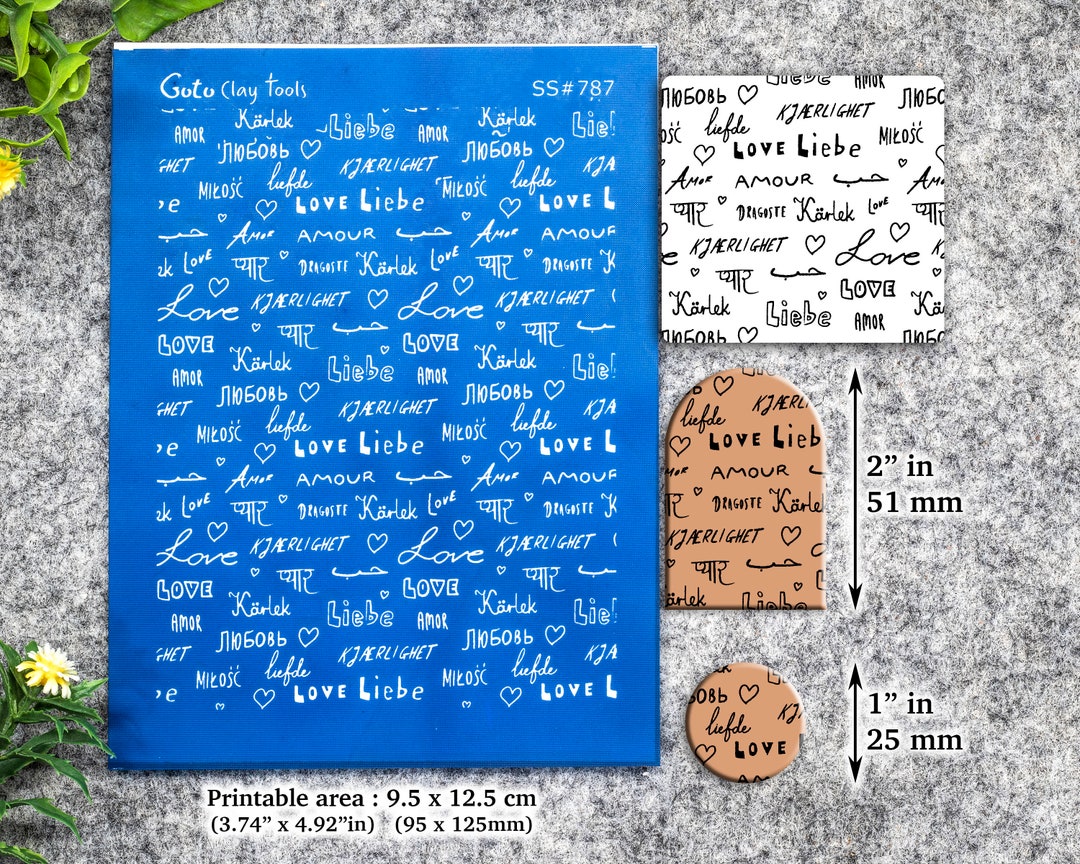 Love in Different Languages Silkscreen for Polymer Clay Earring Making