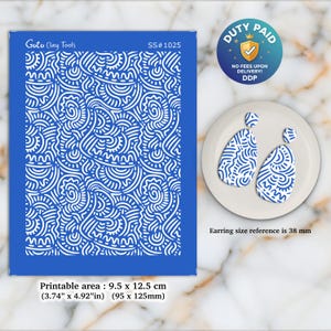 Abstract Ethnic Silkscreen for Polymer Clay Earring Making: Clay Stencil SS#1025