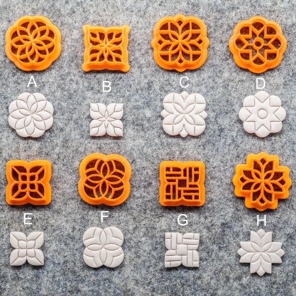 Symmetrical tile Polymer clay cutter, Earring cutter | Set-2