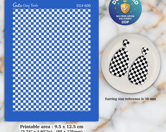 Sitodruk w kratkę do kolczyków z gliny polimerowej: 3,74" x 4,92" SS#600