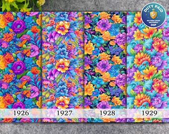 Neon Floral Transfer Paper for Polymer Clay (4x5.5 inches)