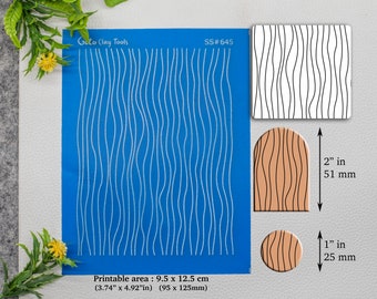 Weavy lines Silkscreen for Polymer Clay Earring making, Clay Stencils, Clay Earring Silkscreen, Polymer Clay Supplies SS#645
