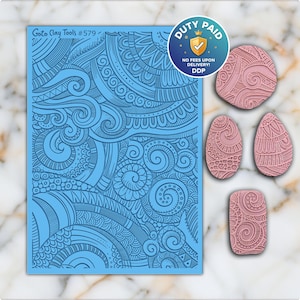 Tapete de textura de goma Doodle para joyería de arcilla polimérica (#579)