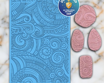 Doodle Rubber Texture Mat for Polymer Clay Jewelry (#579)