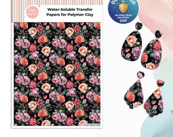 Watercolor Flower Transfer Paper for Polymer Clay: Water Soluble #820