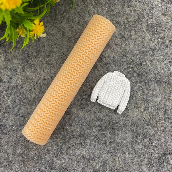 Knit Texture Roller for Polymer Clay, Clay Tools, Diy Earrings, Knit Sweater Patterned Polymer Clay Roller, Christmas roller #112