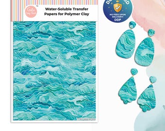 Watercolor Waves Transfer Paper for Polymer Clay (4x5.5 inches) #802