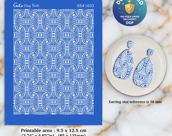 Art Deco Silkscreen for Polymer Clay Earring Making: Weave Pattern SS#1033