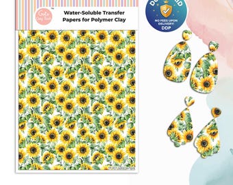 Aquarell Blumen Transferpapier für Polymer Clay: Wasserlösliche Bildtransfers #837