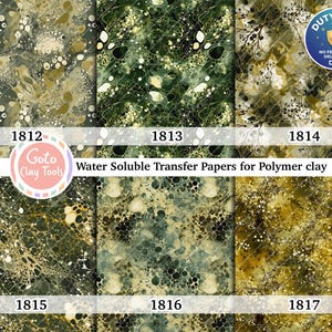 Papel de transferencia soluble en agua de mármol verde para arcilla polimérica (4 x 5,5 pulgadas)