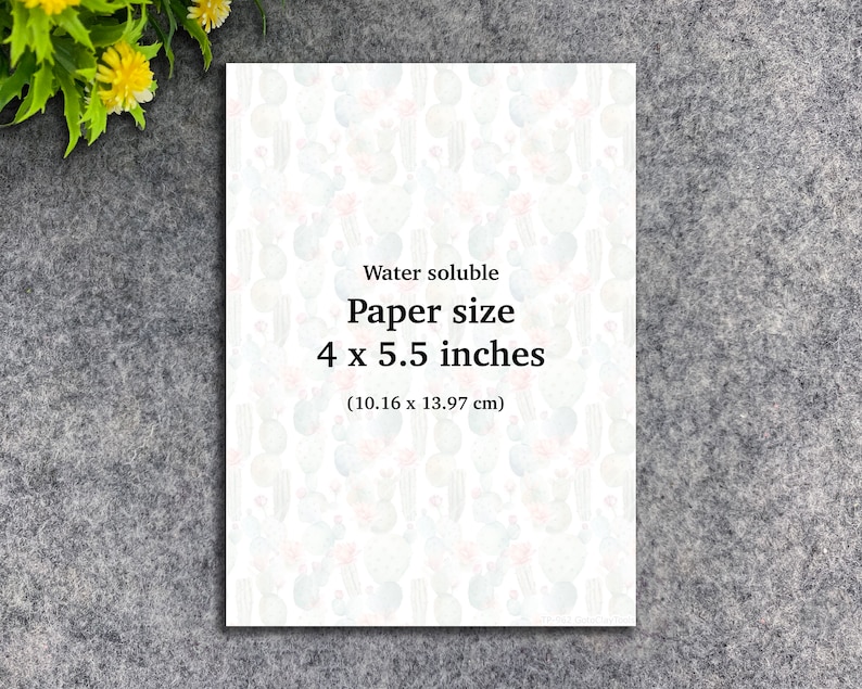 Water Soluble Transfer Paper for Polymer Clay, Damask Green Leaves