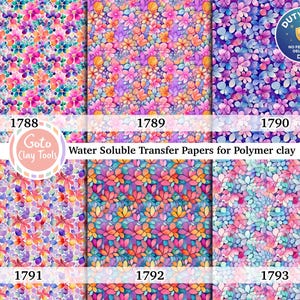 Transferpapier aquarelbloemen voor polymeerklei (4 x 5,5 inch)