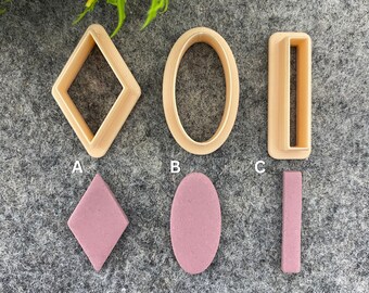 Cortadores de arcilla de diamante, ovalados y rectangulares: herramientas para joyería de arcilla polimérica n.° 666