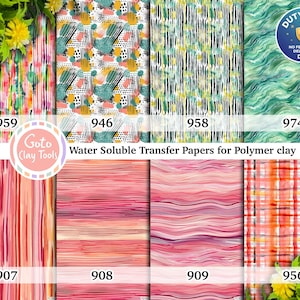 Papel de transferencia de rayas de acuarela para arcilla polimérica (10 x 14 cm)