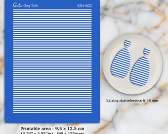 Lines Silkscreen for Polymer Clay Earring making, Clay Stencils, Clay Earring Silkscreen, Polymer Clay Supplies SS#602
