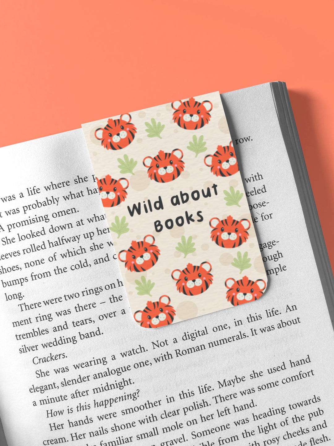 Bookmark Cute Reading Pun Wild Orange Tiger Page Saver