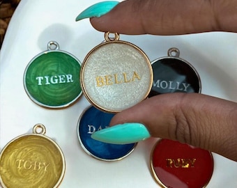 Custom Glitter Resin Pet Tag: Personalized Dog & Cat ID Tag
