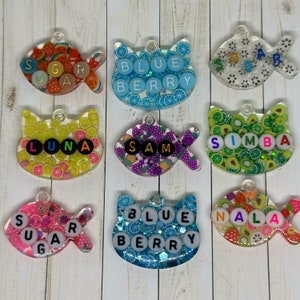 Custom Cat ID Tags, Resin Cat Tags, Personalized Resin Cat ID Tag, Resin Tag with Phone Number, Cat Tag, Colorful Kitty Tags, Name Tag