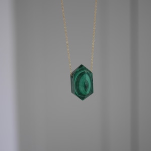 Malachite on Gold plated sterling silver necklace // crystal jewellery