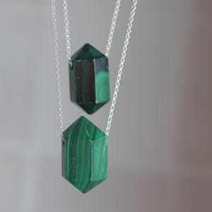 Double Malachite sterling silver necklaces // crystal jewellery