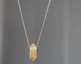 CITRINE. the energising necklace (dainty crystal / gem stone jewellery) on gold or silver. Gift box