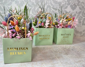 Frühlingsgesteck -Pastell-bunte Trockenblumen-Blumiges Trockenblumengesteck und personalisierte Geschenkidee für Ostern-Muttertag-Geburtstag