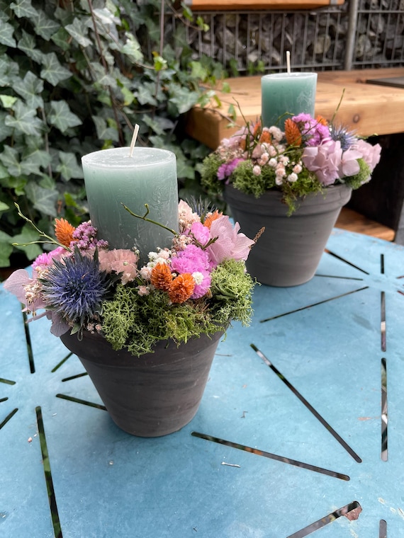 Trockenblumengesteck für den Tisch-Herbstdeko aus Trockenblumen -Blumengesteck rund für den Tisch- Herbstgesteck- Gifts for Girlfriend