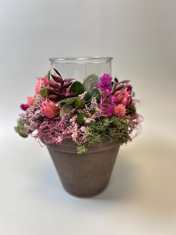 Trockenblumengesteck Herbst für den Tisch- Tischdeko aus Trockenblumen- Blumengesteck zum verschenken-Gesteck-Blumendeko- Blumengesteck