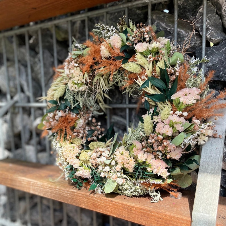 DIY Trockenblumenkranz zum selber binden und gestalten- Trockenblumendeko  naturtöne für zuhause oder verschenken-Tischdeko selbst gestalten