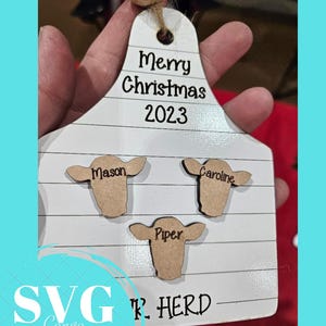 Cow tag family Christmas ornament svg file