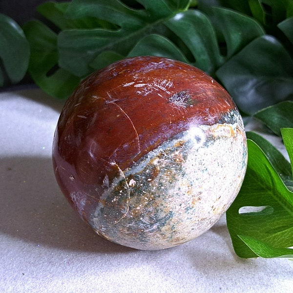 Poke Ball Ocean Jasper Sphere (412g / 67mm)