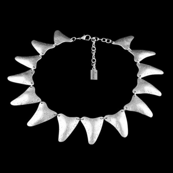 Shark teeth necklace, Silver teeth necklace, Tria… - image 2