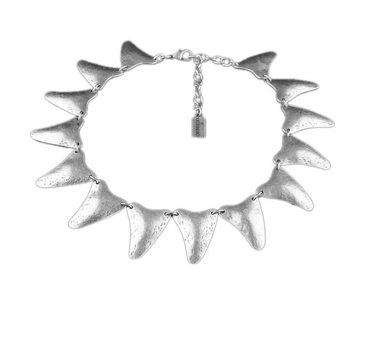 Shark teeth necklace, Silver teeth necklace, Tria… - image 3