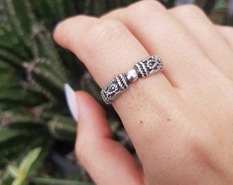 Silver boho ring, Stackable ring, Silver plated ring, Celtic ring, Ethnic ring, Hippie ring, Indian ring, Summer ring, Adjustable ring R435