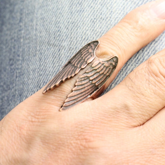 Copper angel ring, Angel wings ring, wings ring, Sty… Gem