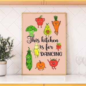 This Kitchen is for Dancing, Küchenschild, Digitaler Download, Lustige Küche Wandkunst, Küchendeko, farbenfroher Druck, druckbare Kunst, Maximalist